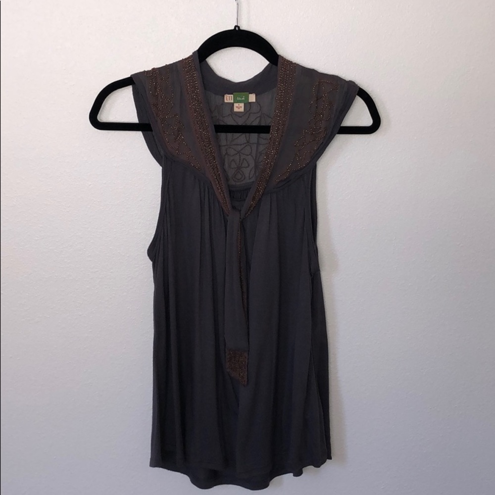 Grey tank with beading